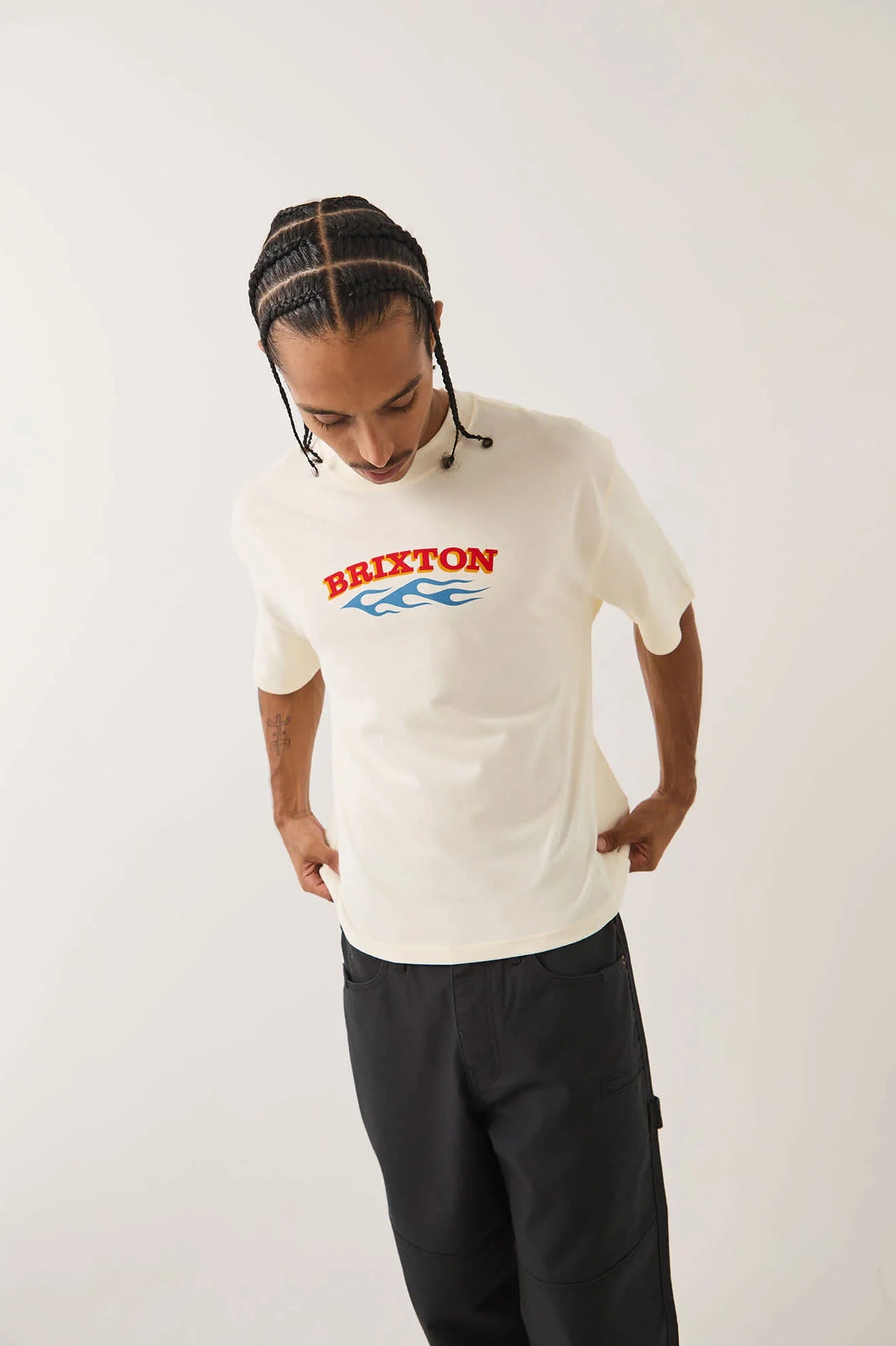 Brixton - Clifton Boxed Crop T-Shirt Cream-3