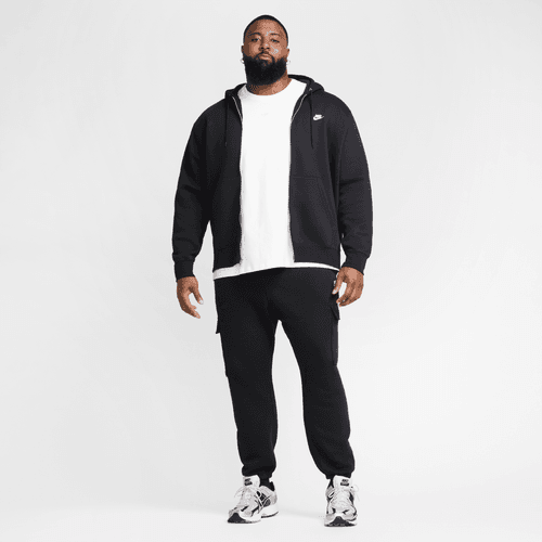 Nike - Club Full-Zip Fleece Hoodie Black/White-7