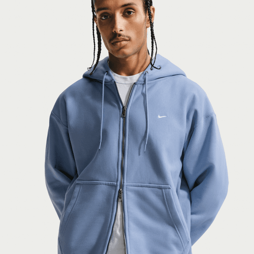 Nike - Solo Swoosh Full-Zip Fleece Hoodie Blue-1