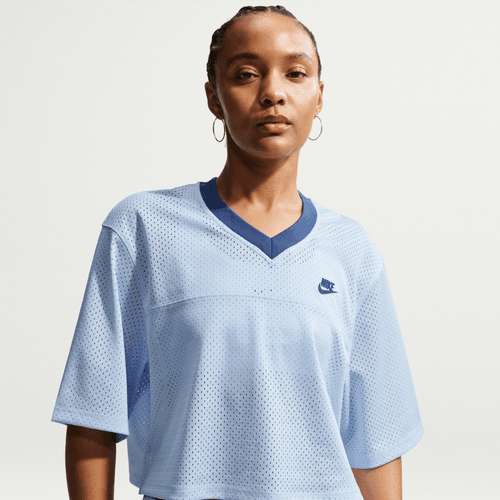 Nike - W Oversized Heritage Cropped Mesh Jersey Blue