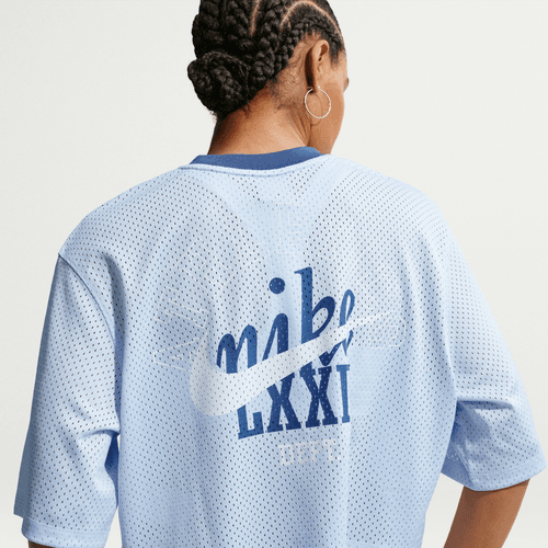 Nike - W Oversized Heritage Cropped Mesh Jersey Blue