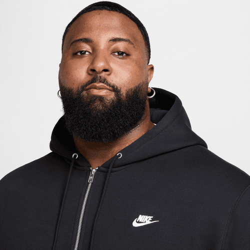 Nike - Club Full-Zip Fleece Hoodie Black/White-3
