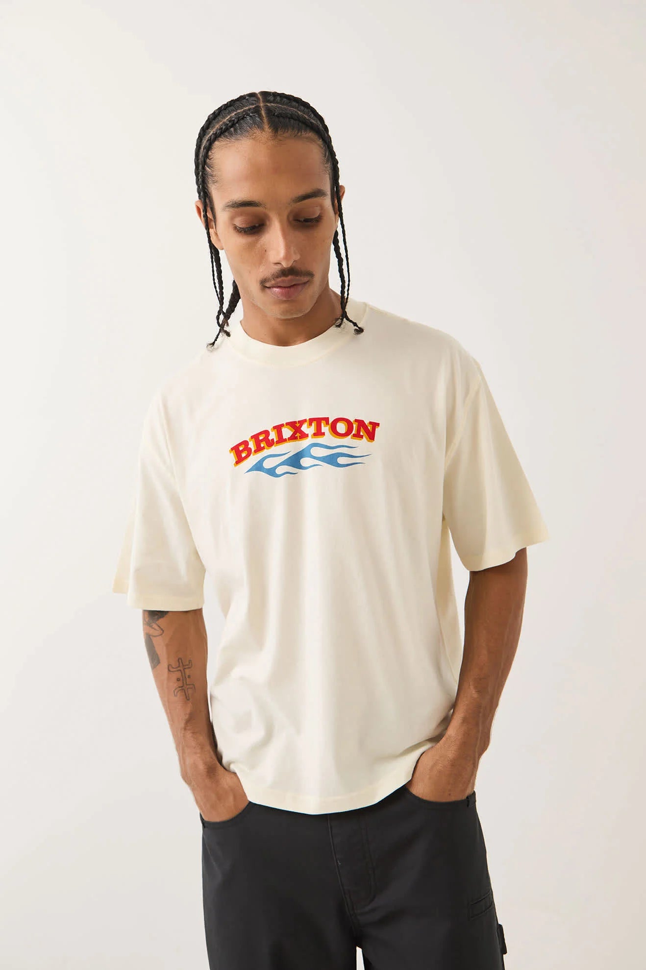 Brixton - Clifton Boxed Crop T-Shirt Cream-2