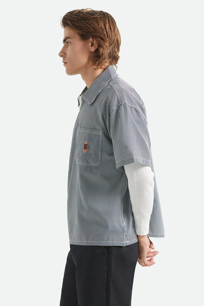 Brixton - Journey Lightweight 1/2 Zip Cropped Shirt Navy/White