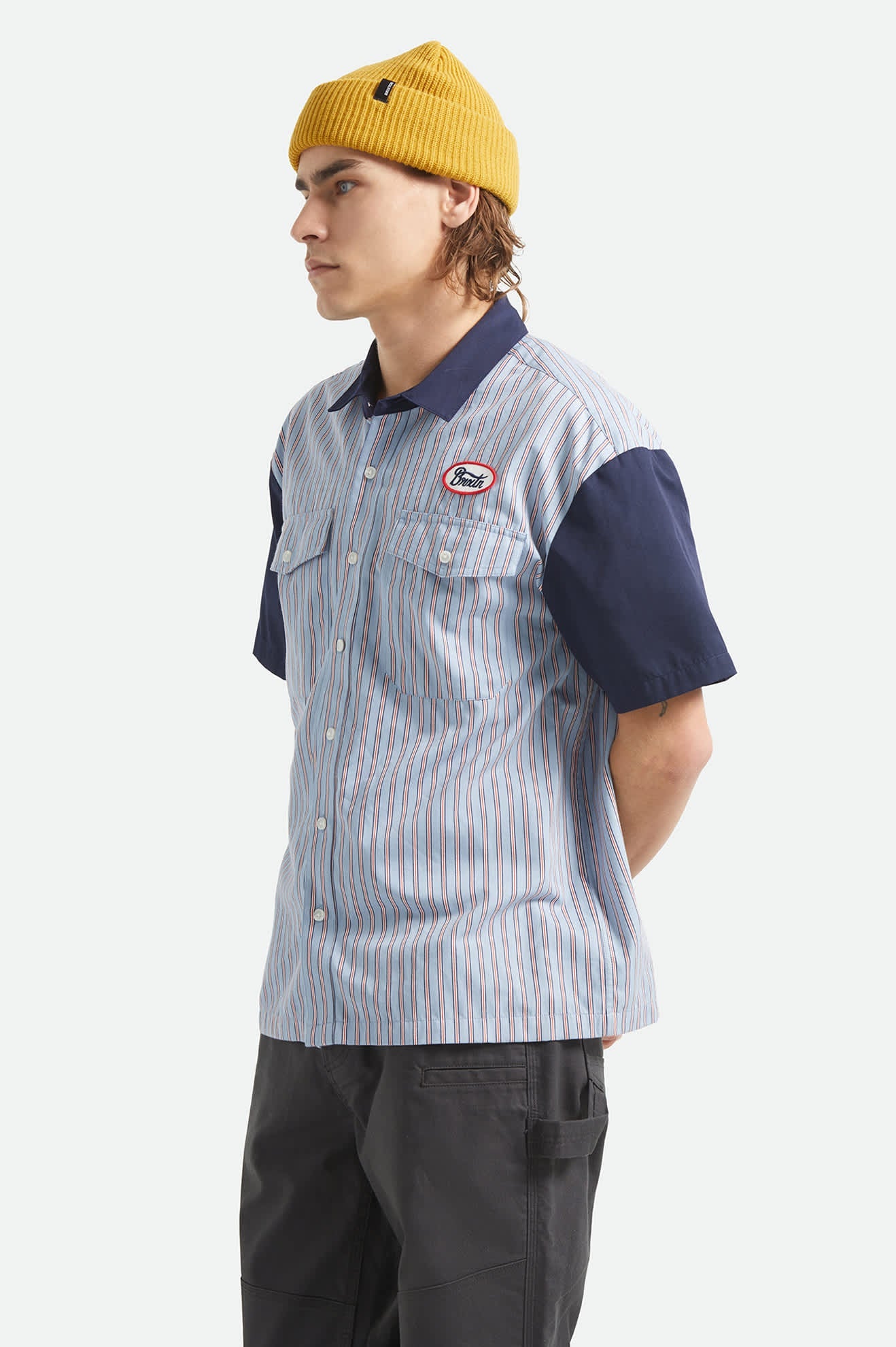 Brixton - Builders Olson Shirt Blue Aura Stripe