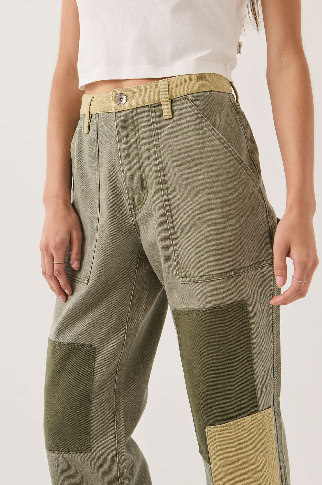 Brixton - W Essex Patchwork Painter Pant Vintage Olive Patchwork-2