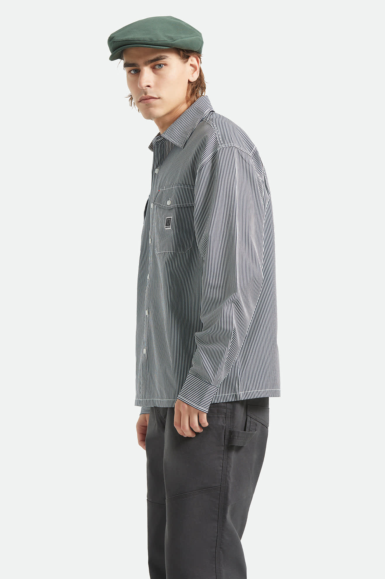 Brixton - Journey Lightweight Shirt Navy/White Stripe