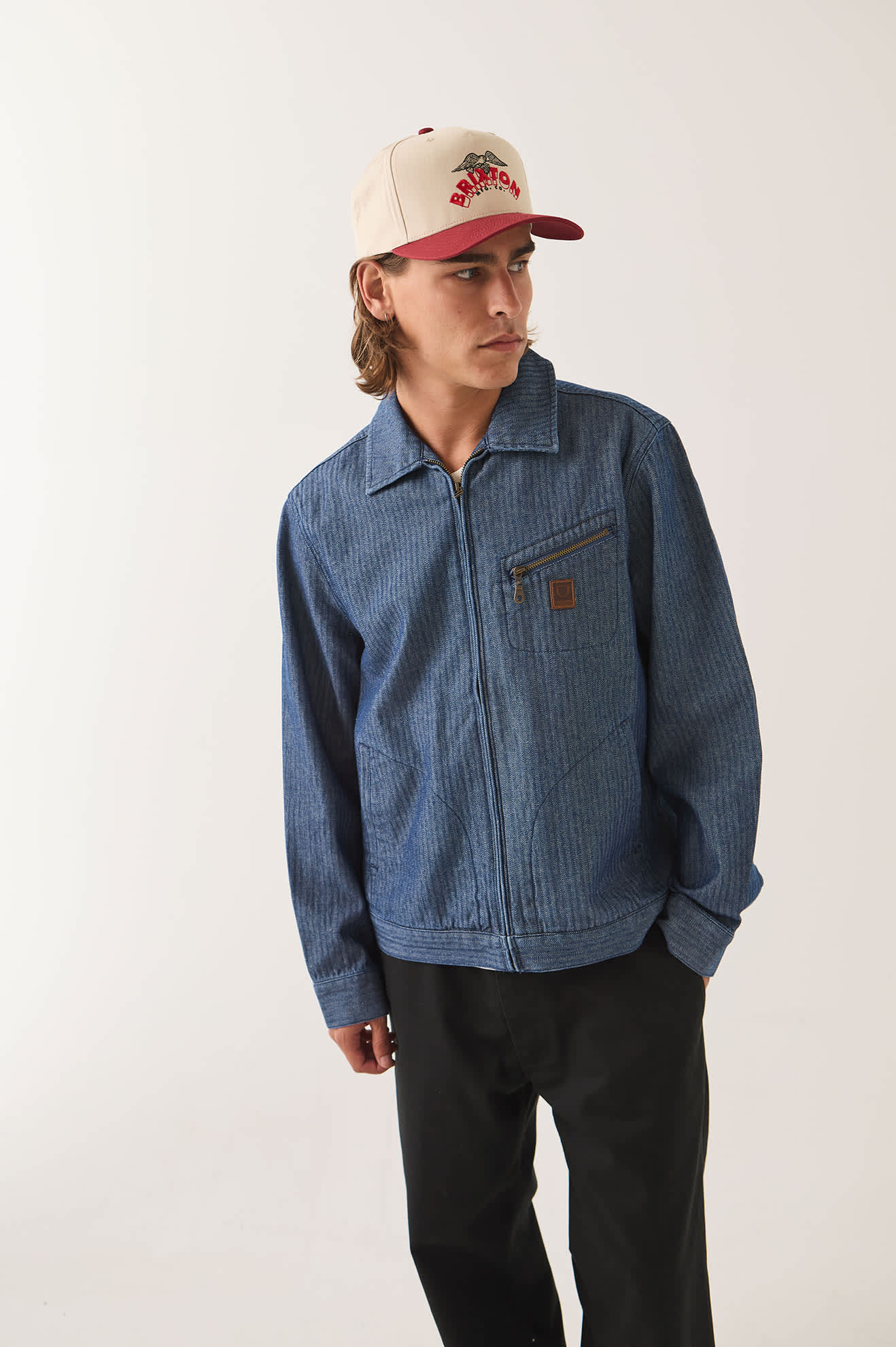 Brixton - Mechanic Garage Zip Jacket Indigo Herringbone-2