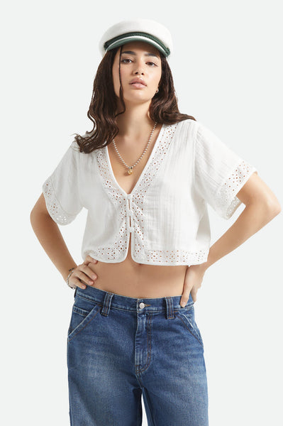 Brixton - W Seaside Eyelet Top Off White