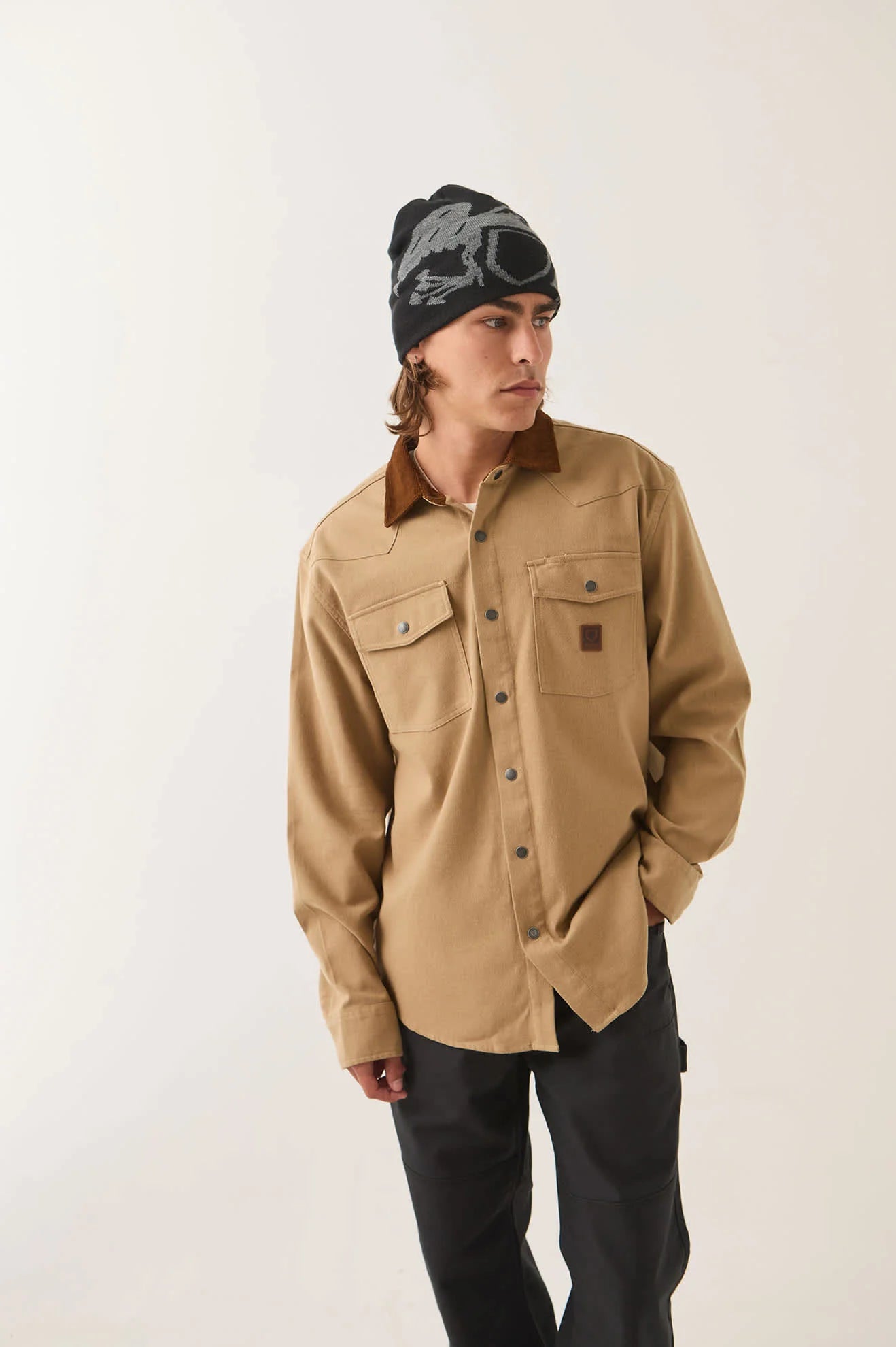 Brixton - Bowery Builders Ranch Performance Flannel Khaki/Brown-2