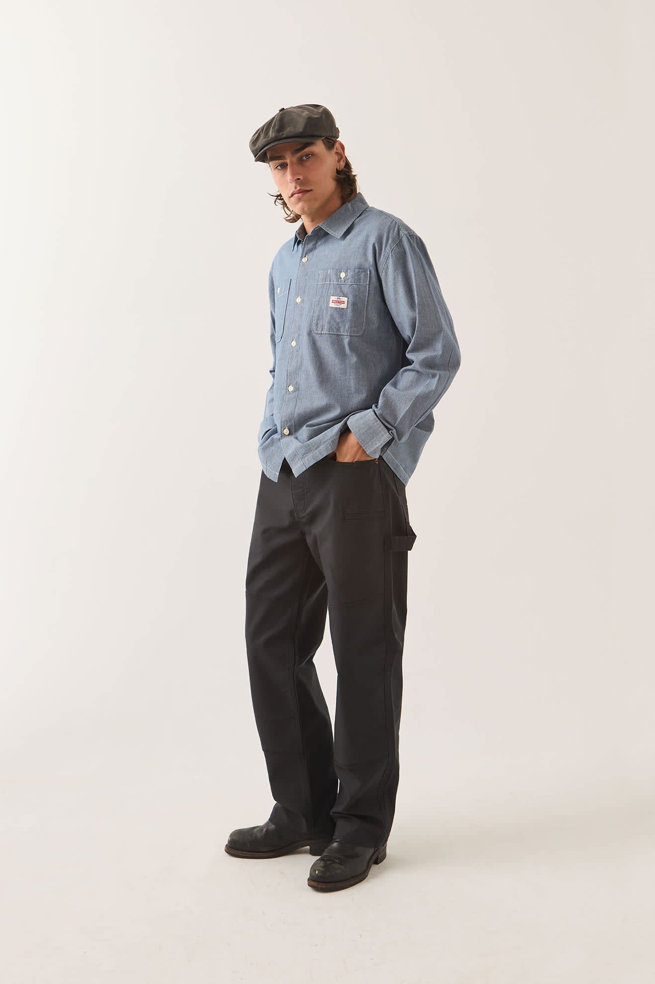 Brixton - Trademark Long Sleeve Shirt Blue Stripe-3