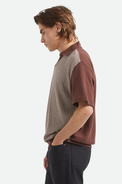 Brixton - Theo Jacquard Polo Chocolate/Off White