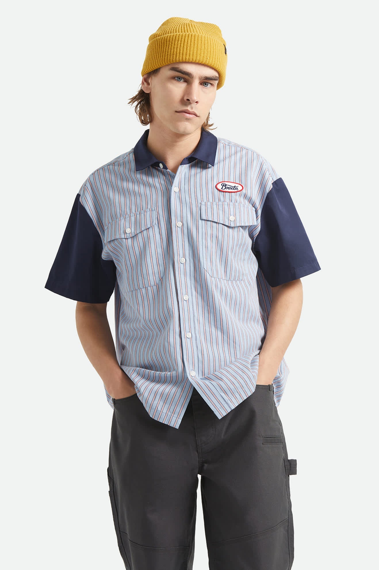 Brixton - Builders Olson Shirt Blue Aura Stripe