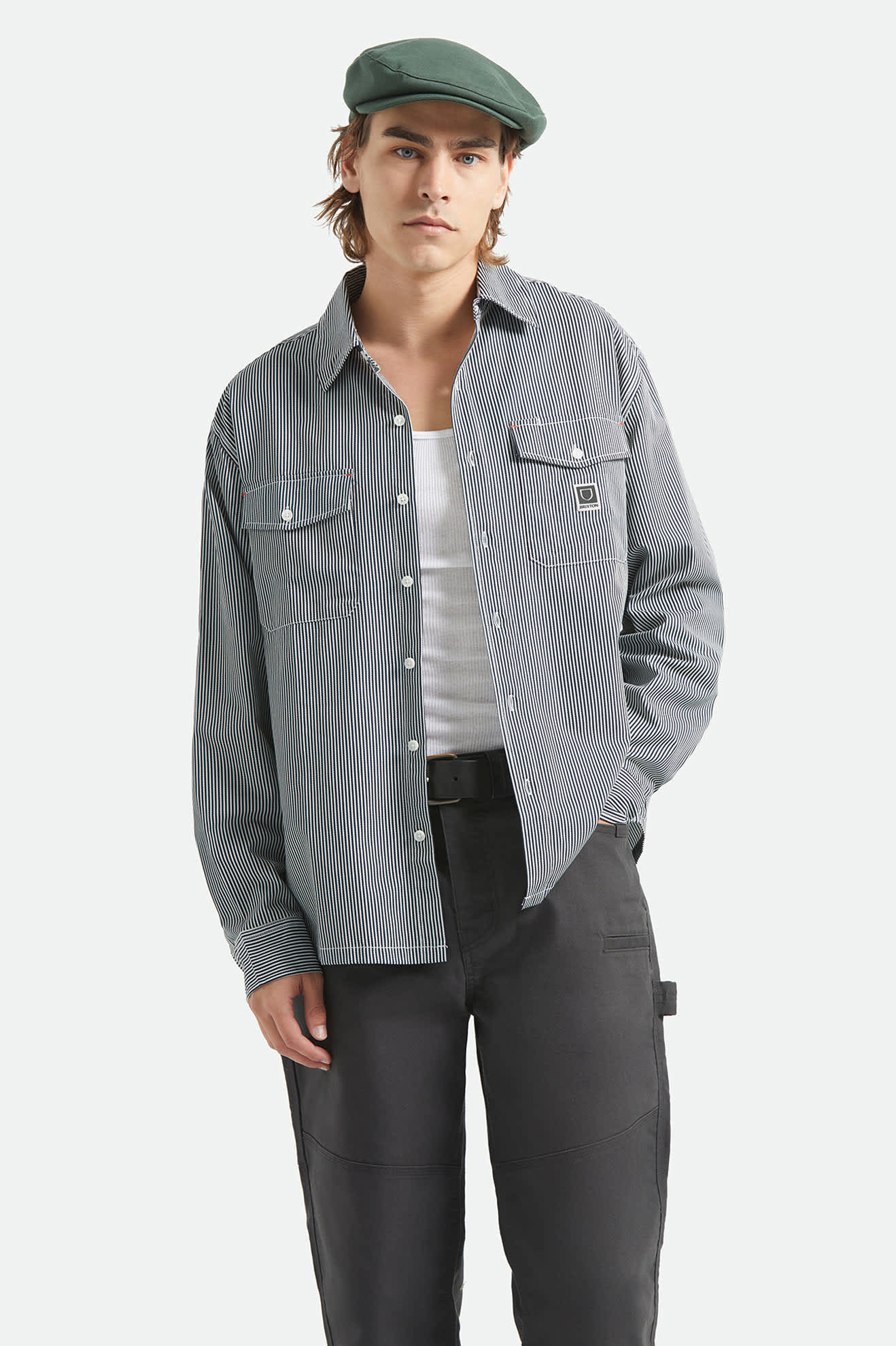 Brixton - Journey Lightweight Shirt Navy/White Stripe