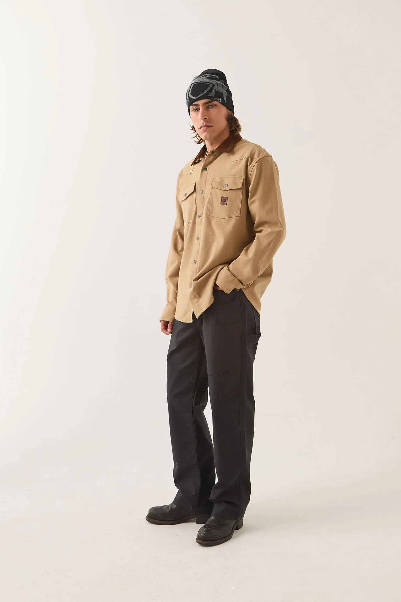 Brixton - Bowery Builders Ranch Performance Flannel Khaki/Brown-3