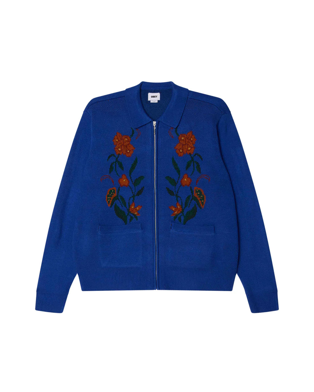 Obey - Floral Zip Cardigan Surf Blue