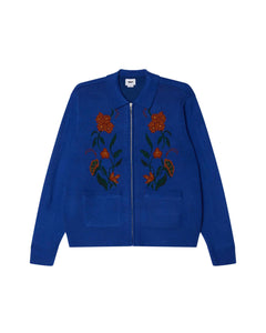 Obey - Floral Zip Cardigan Blue