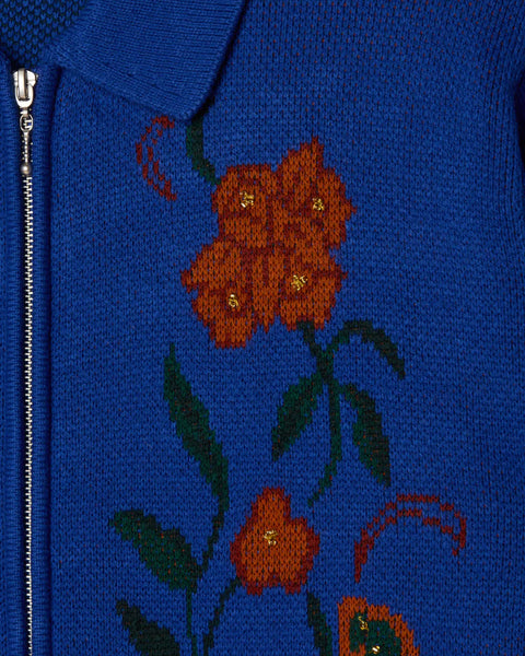 Obey - Floral Zip Cardigan Blue