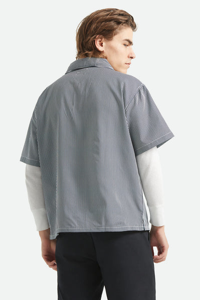 Brixton - Journey Lightweight 1/2 Zip Cropped Shirt Navy/White