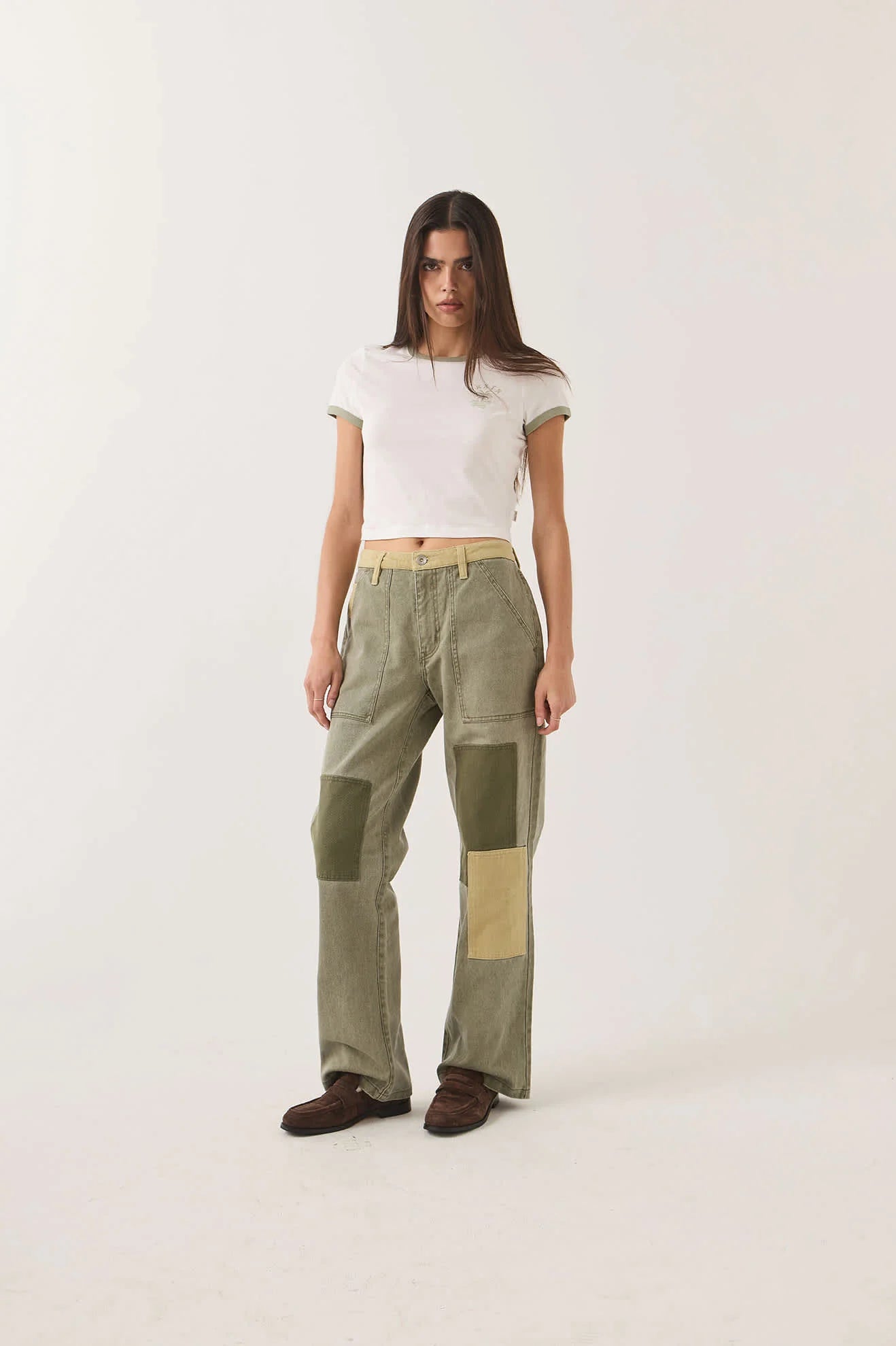 Brixton - W Essex Patchwork Painter Pant Vintage Olive Patchwork-3