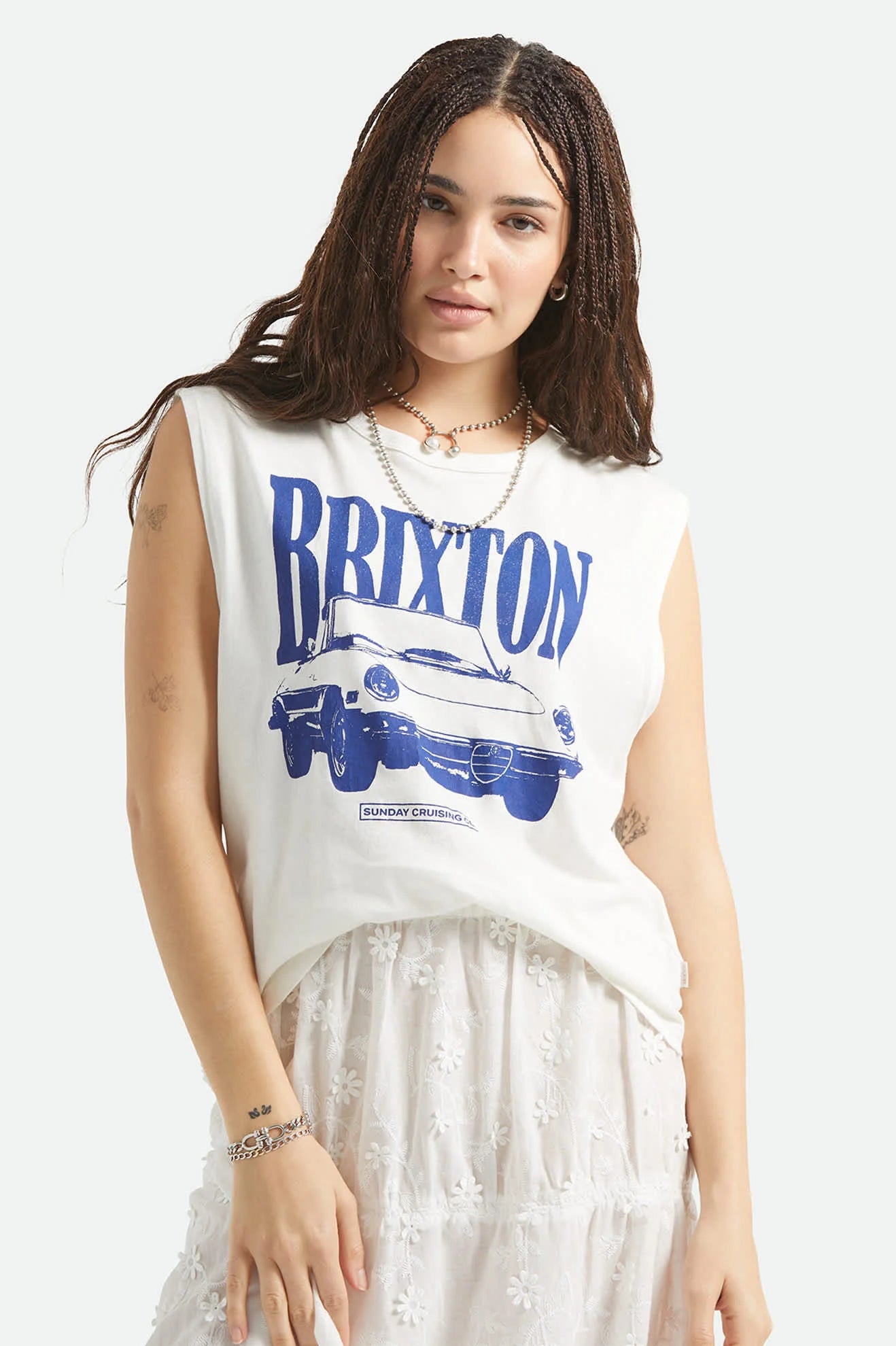 Brixton - W Sunday Cruising Club Muscle Tank White