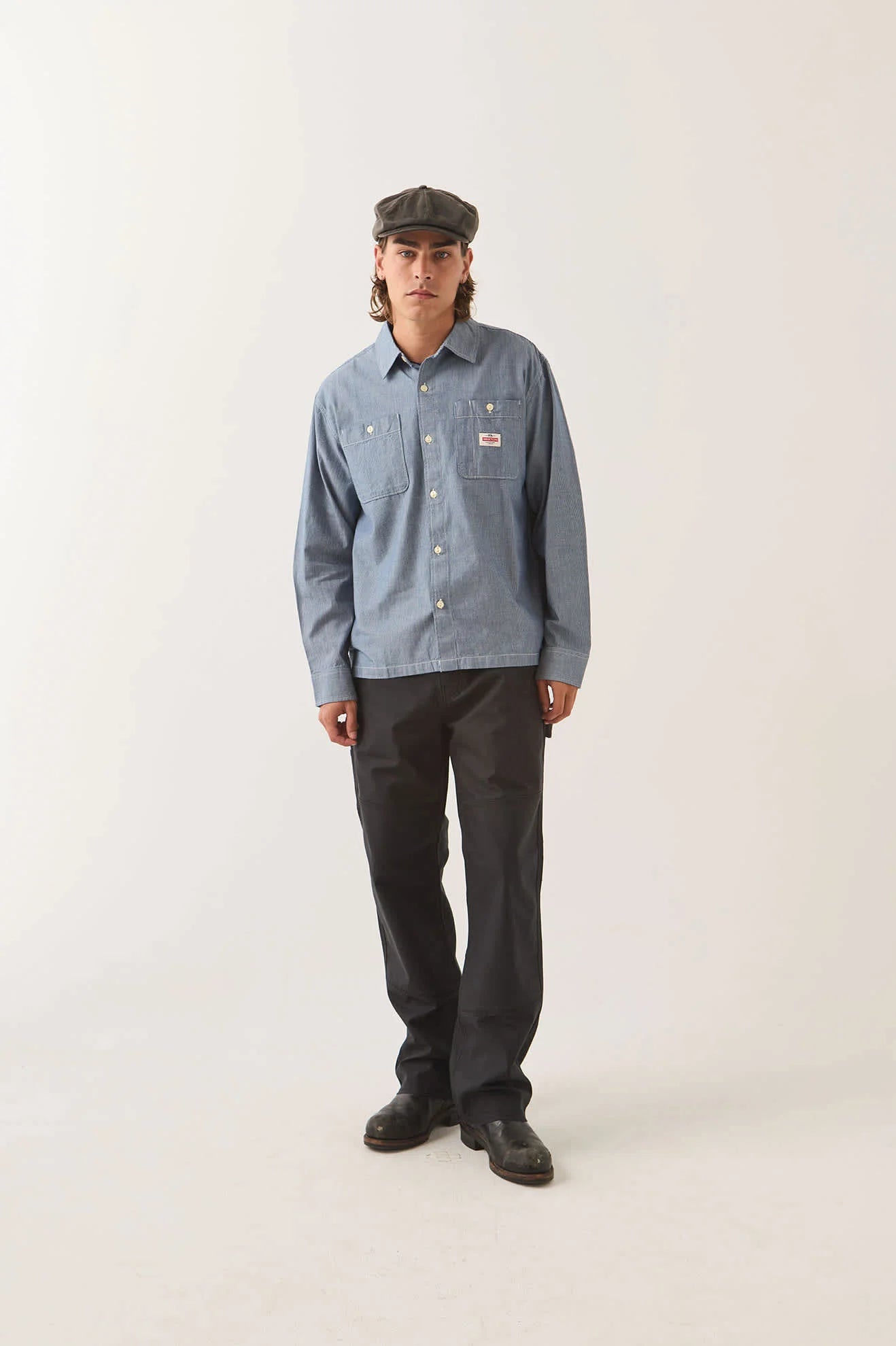 Brixton - Trademark Long Sleeve Shirt Blue Stripe-2